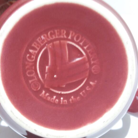 Longaberger Pottery Woven Traditions Coffee Tea Mug Paprika 4” Tall Made in USA - Picture 2 of 8